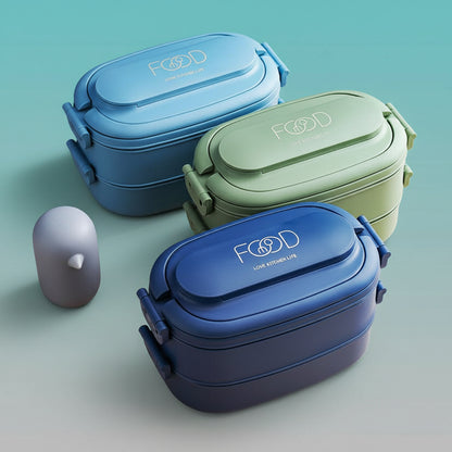 2 Layer Leakproof Bento Lunch Box with Cutlery & Handle- 1550ML (GIBO) by Gifthubmart