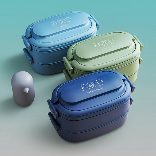 2 Layer Leakproof Bento Lunch Box with Cutlery & Handle- 1550ML (GIBO) by Gifthubmart