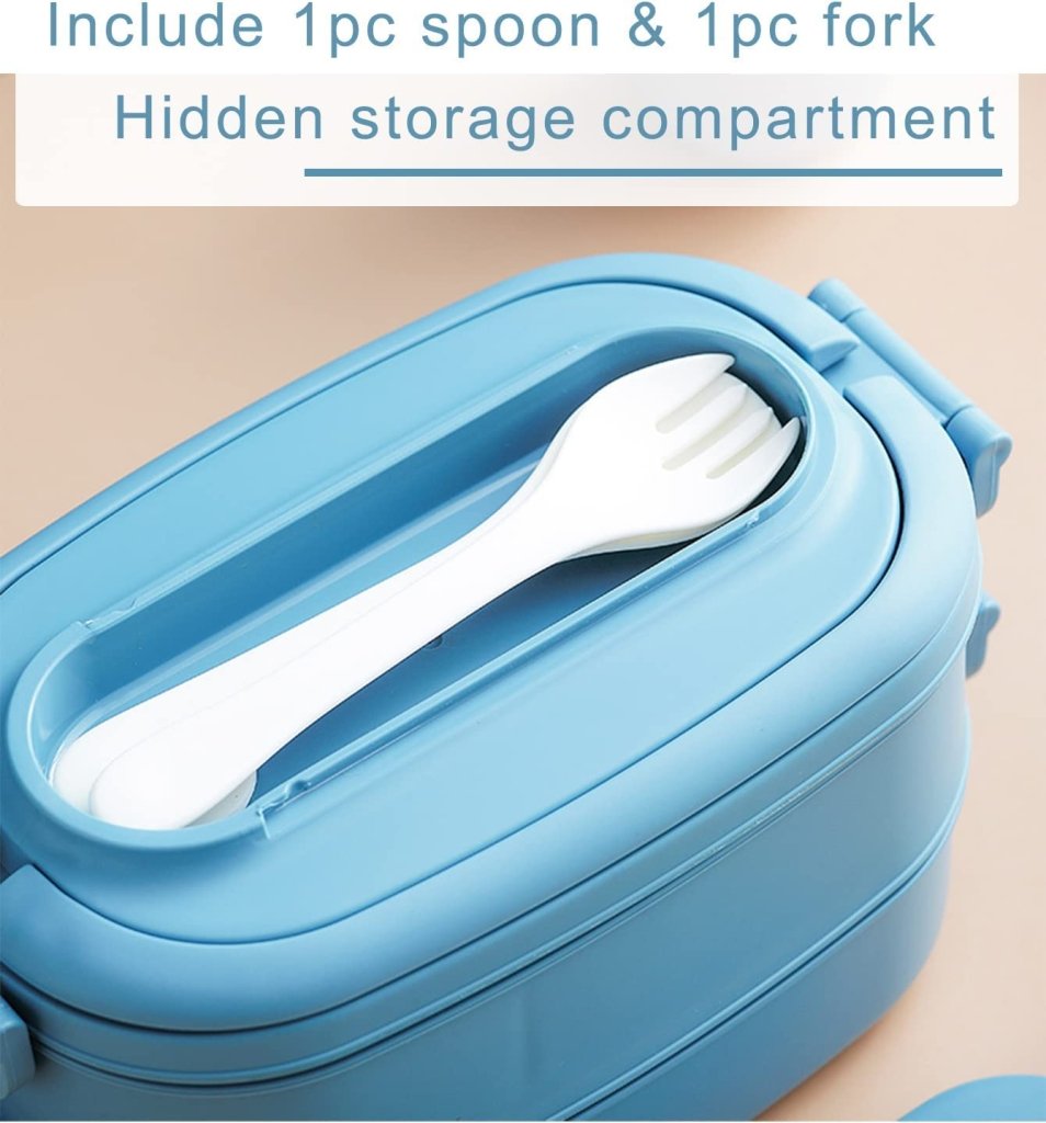 2 Layer Leakproof Bento Lunch Box with Cutlery & Handle- 1550ML (GIBO) by Gifthubmart