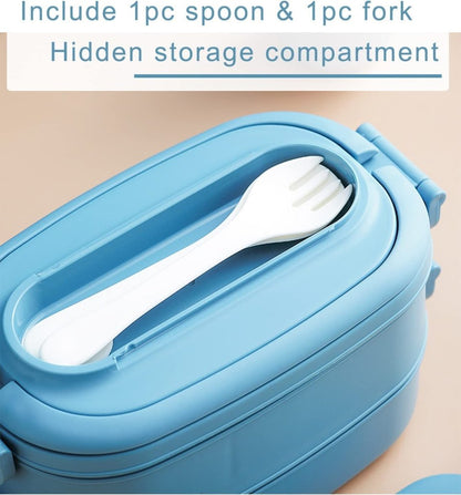 2 Layer Leakproof Bento Lunch Box with Cutlery & Handle- 1550ML (GIBO) by Gifthubmart