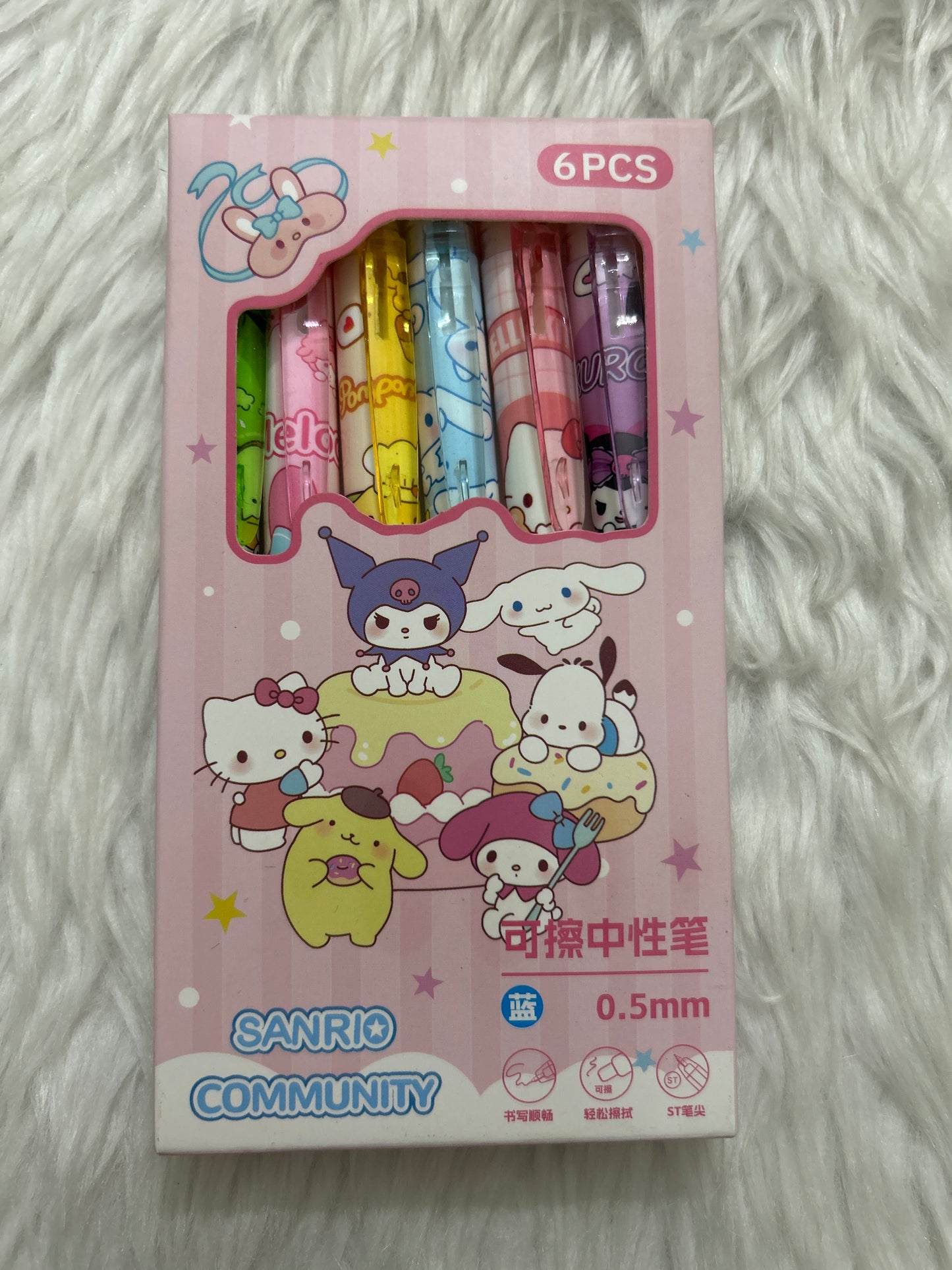 Sanrio Community Gel Pen 6 Set Erasable