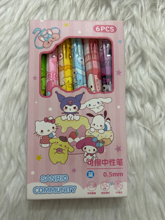 Sanrio Community Gel Pen 6 Set Erasable