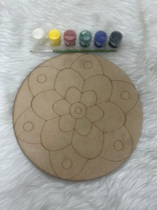 MDF Painting Plate Round Rangoli- 8 Inch