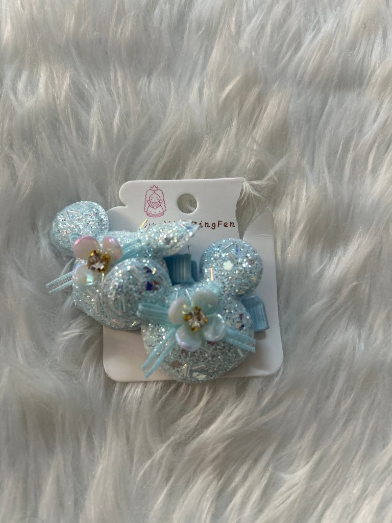 Glitter Teddy Hair Clip Set Of 2 - Gift Hub Mart