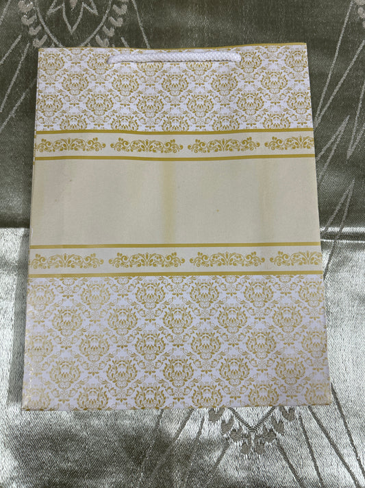 Paper Bag Small Cream & Golden Floral Print