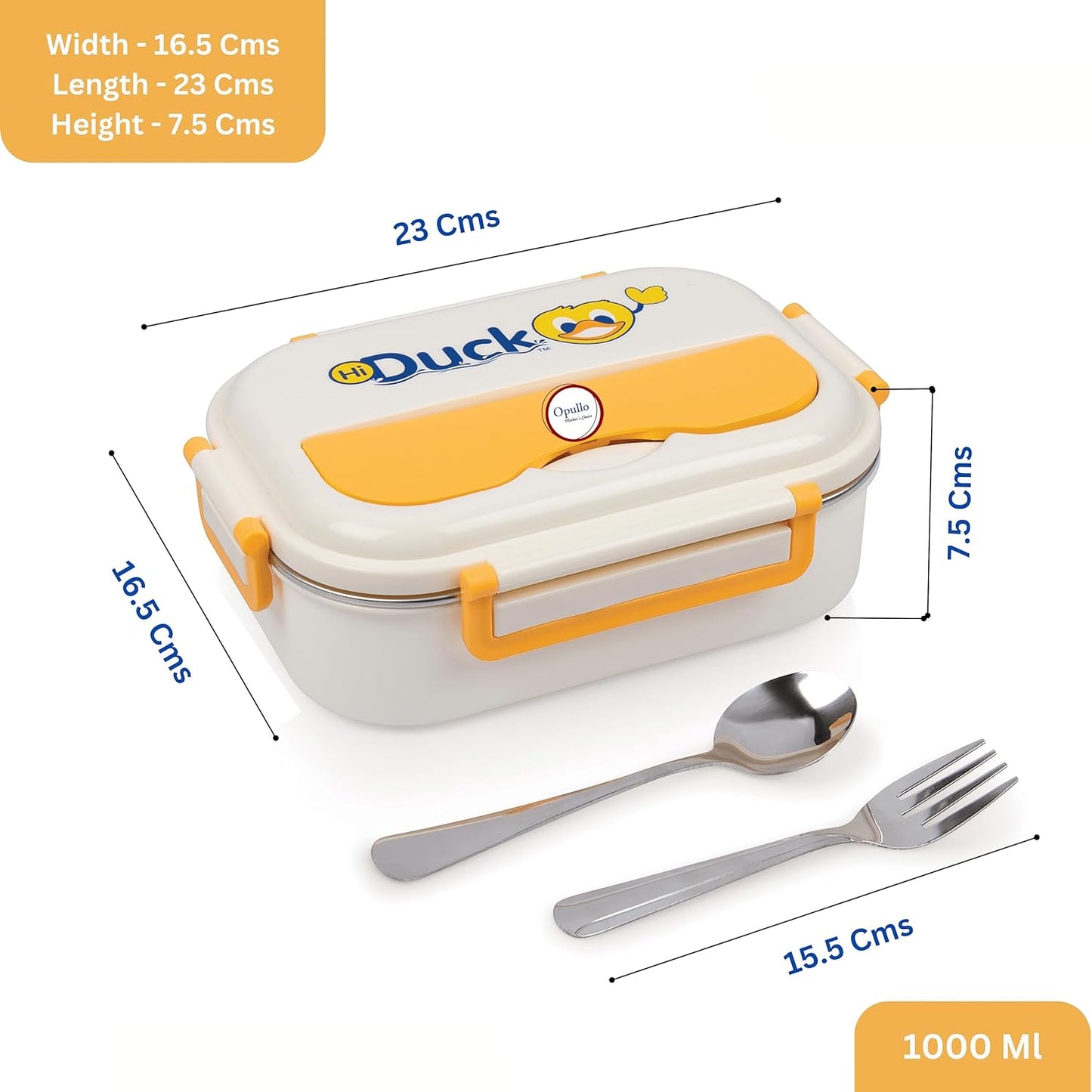 GIBO Duck 3 Section Stainless Steel Bento Lunch Box for Kids