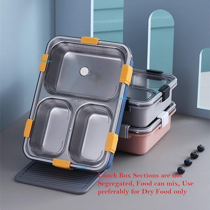 3 Section Stainless Steel Leakproof Lunch Box 750 ML with Spoon & Fork