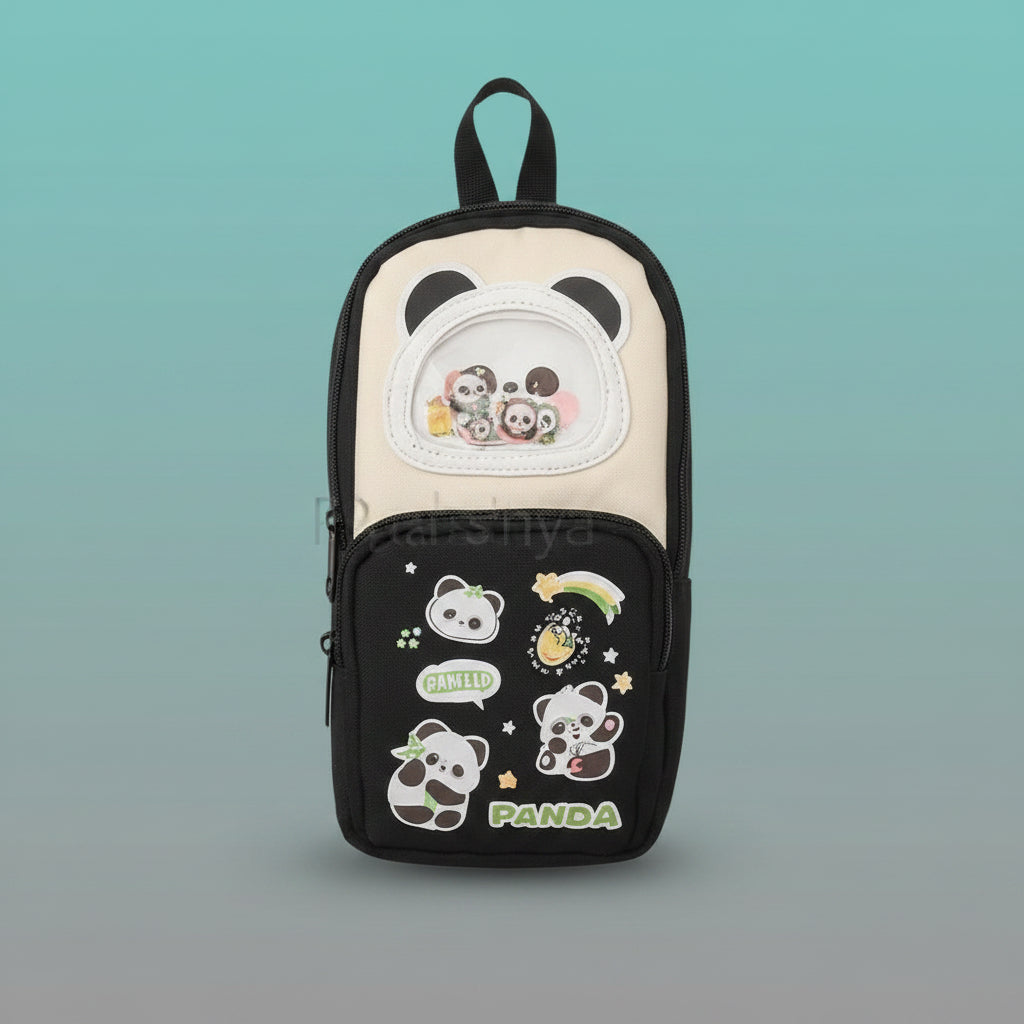 3 Pocket Panda Black Pencil Case by Gift Hub Mart