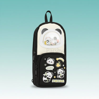 3 Pocket Panda Black Pencil Case by Gift Hub Mart