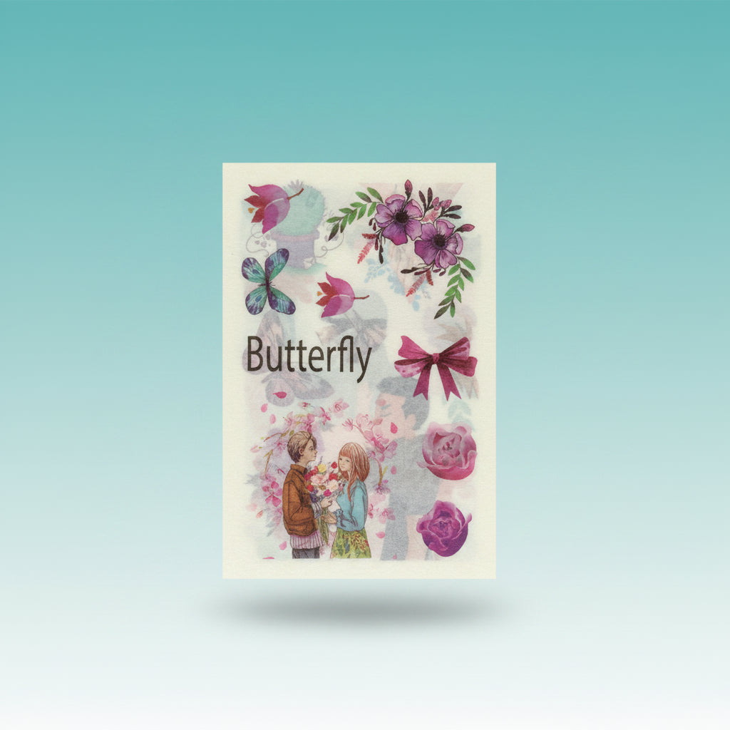 Fancy Sticker A6 x6 Pcs – Gift Hub Mart with floral butterfly designs on sheet