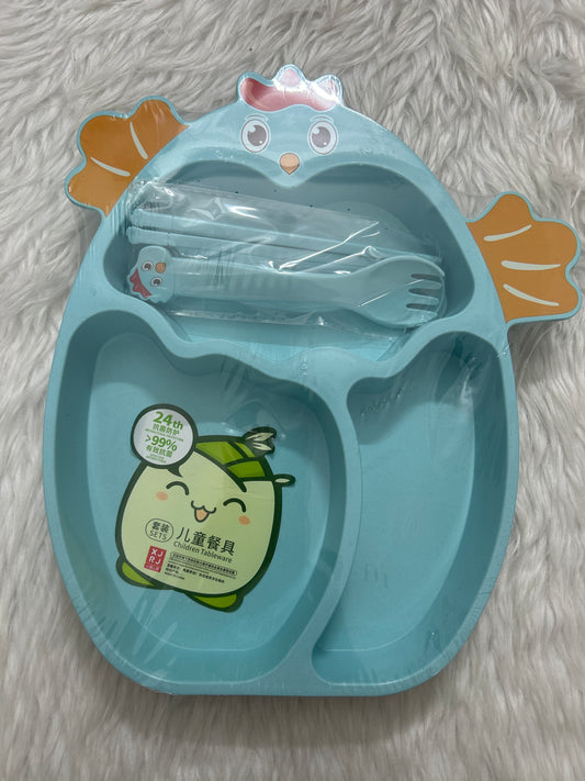 Chicken Plate Set With Fork & Spoon