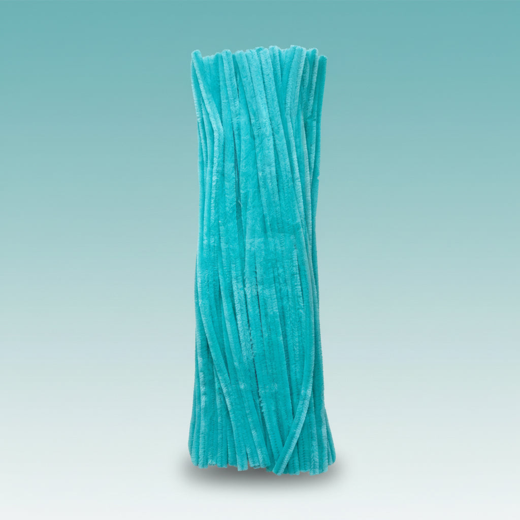 Pipe Cleaners - Sea Green by Gift Hub Mart, turquoise flexible craft pipe cleaners in a pack