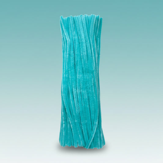 Pipe Cleaners - Sea Green by Gift Hub Mart, turquoise flexible craft pipe cleaners in a pack