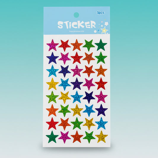 Gift Hub Mart Sticker- Holography Stars sheet with 5-piece holographic star stickers