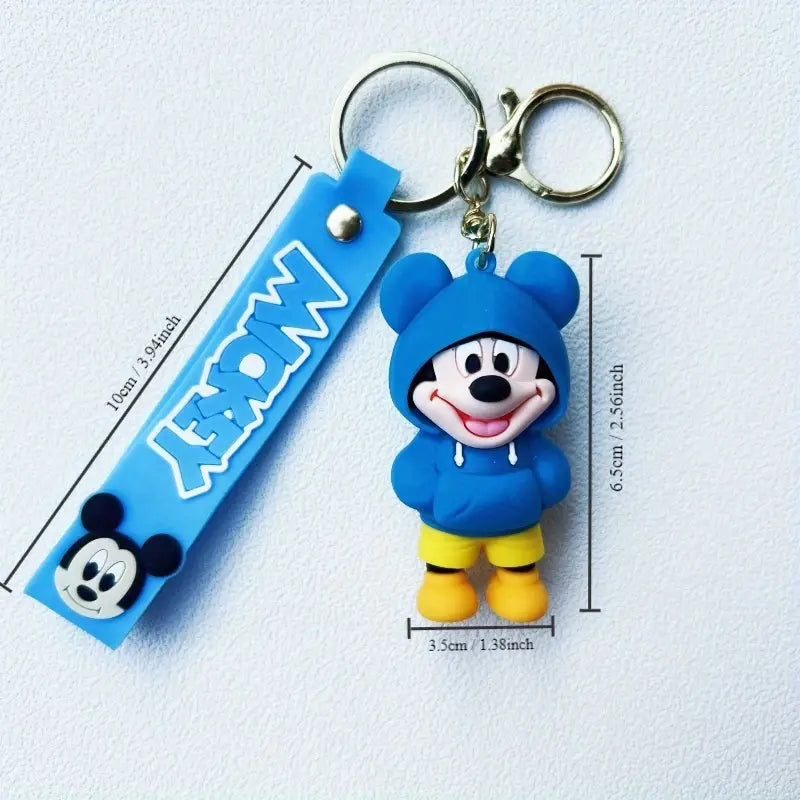 Disney Characters 3D Rubber Keychain with Wristband