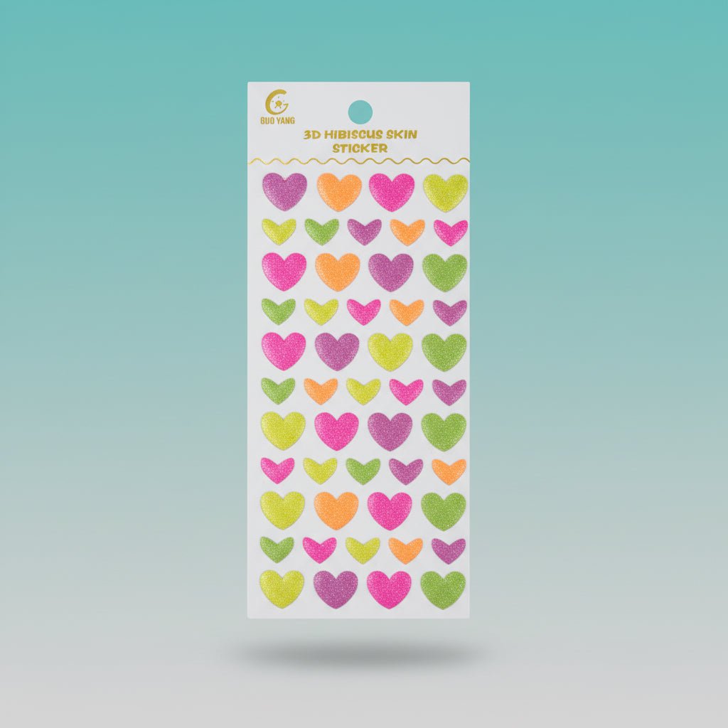 Gift Hub Mart 3D Neon Glitter Sticker sheet with neon glitter hearts
