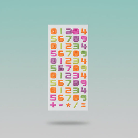 Gift Hub Mart 3D Neon Glitter Sticker set featuring colorful glitter numbers 0–9.