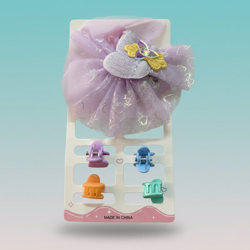 4 Mini Clutcher & Net Flower Pin Combo by Gift Hub Mart