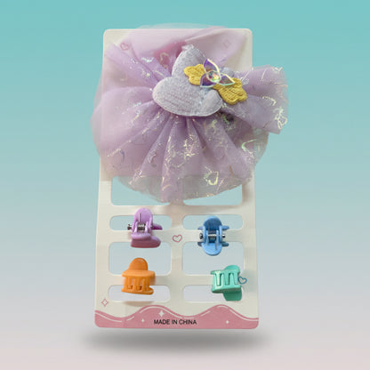 4 Mini Clutcher & Net Flower Pin Combo by Gift Hub Mart