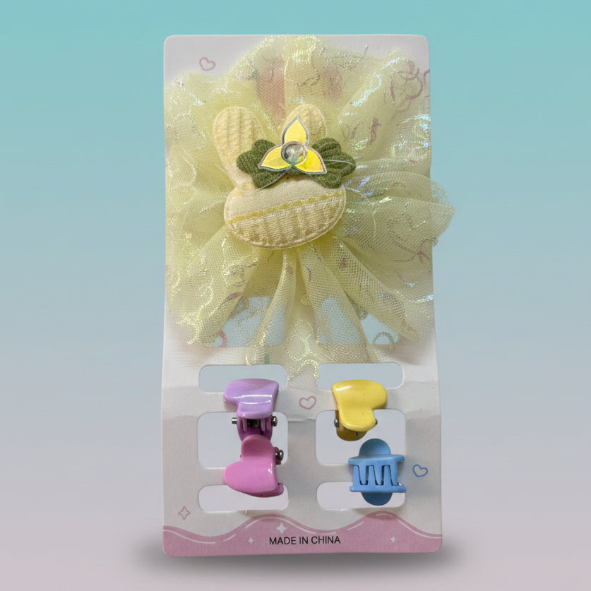 4 Mini Clutcher & Net Flower Pin Combo by Gift Hub Mart