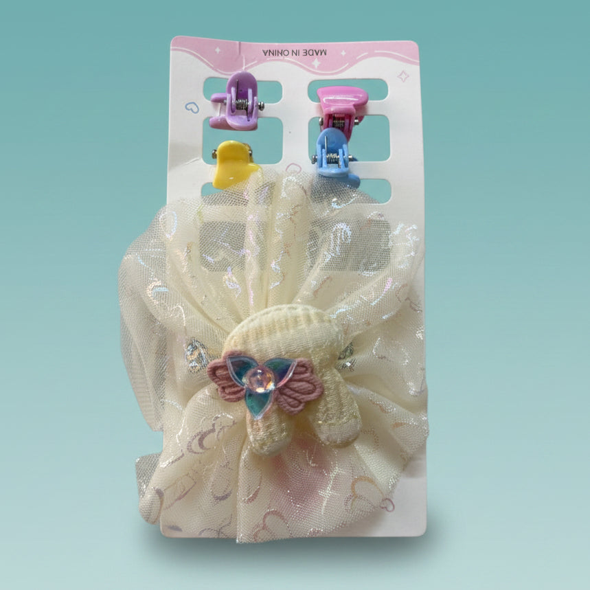 4 Mini Clutcher & Net Flower Pin Combo by Gift Hub Mart