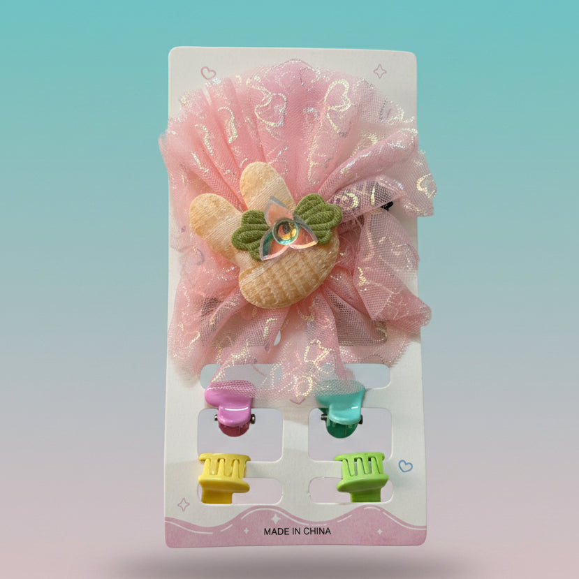 4 Mini Clutcher & Net Flower Pin Combo by Gift Hub Mart