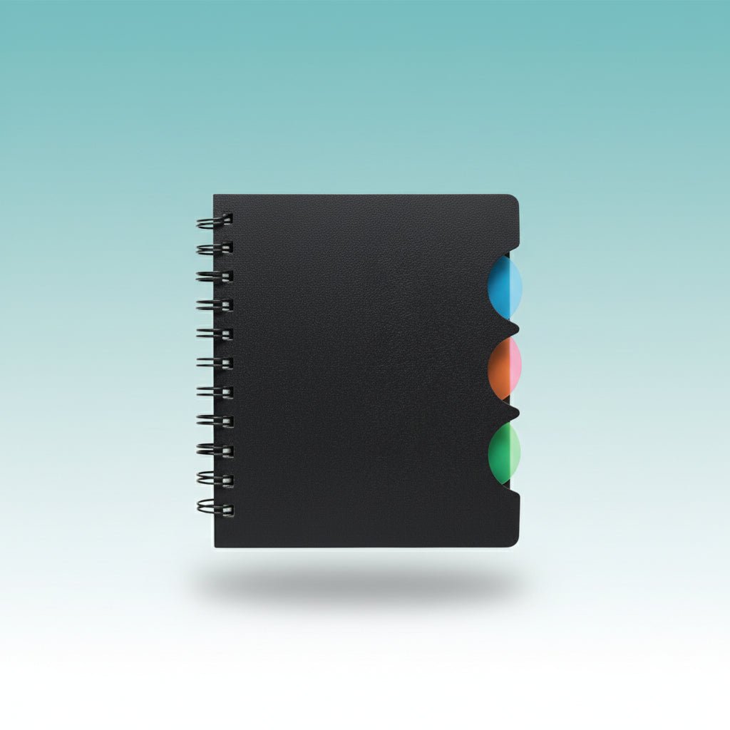 Gift Hub Mart 4-Subject Spiral Notebook A6 - Premium black cover