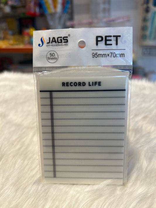 Sticky Note Transparent Record Life 95x70mm JSNT3X4RL