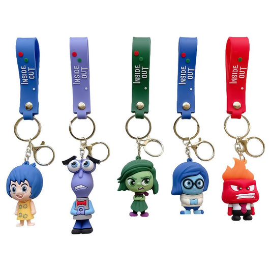 Inside Out Cartoon 3D Rubber Keychain with Wristband