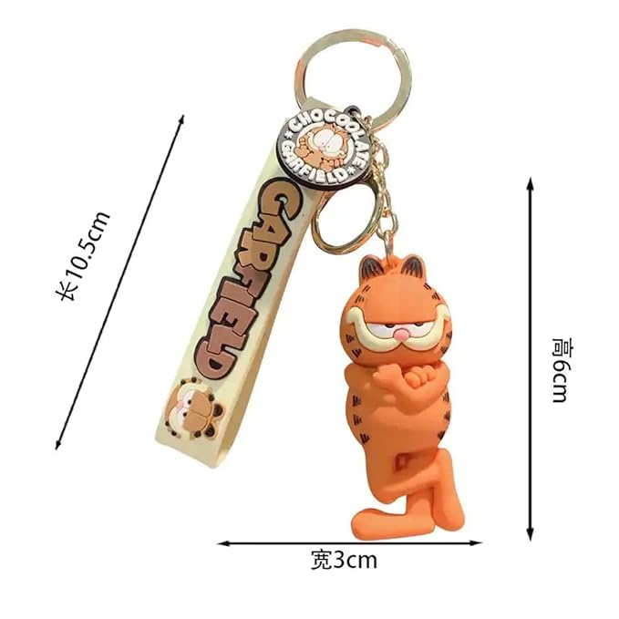 Garfield Cartoon 3D Rubber Keychain with Wristband