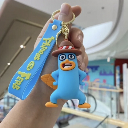 Phineas & Ferb Cartoon 3D Character Rubber Keychain with Wristband