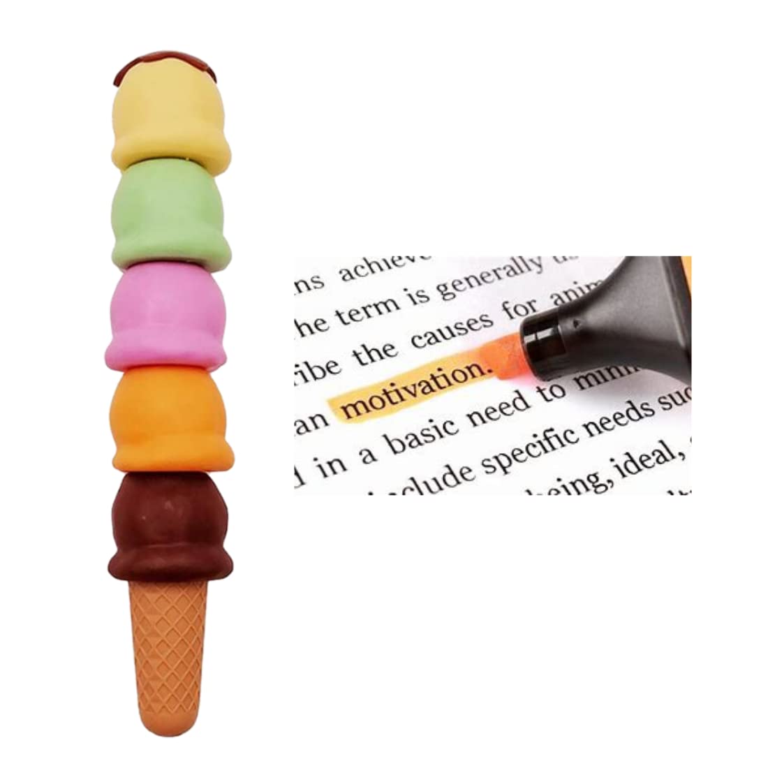 Ice Cream Cone Shape Highlighter Pack of 5