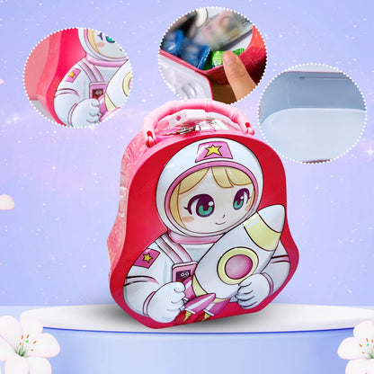 Metal Piggy Bank for Kids Space Theme