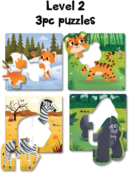 PLAY PANDA Jungle Animals Puzzle Set 12 Pictures