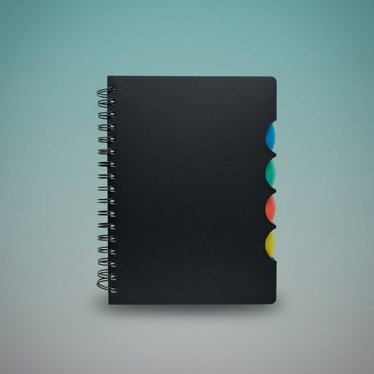 Gift Hub Mart 5-Subject Spiral Notebook A5 Mark Premium, black cover
