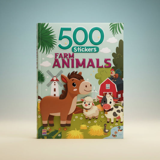 500 Stickers Farm Animals 3+ HF by Gift Hub Mart