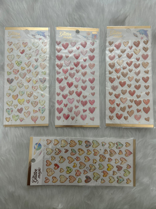 Fancy 3D Heart Sticker- Glitter Magic