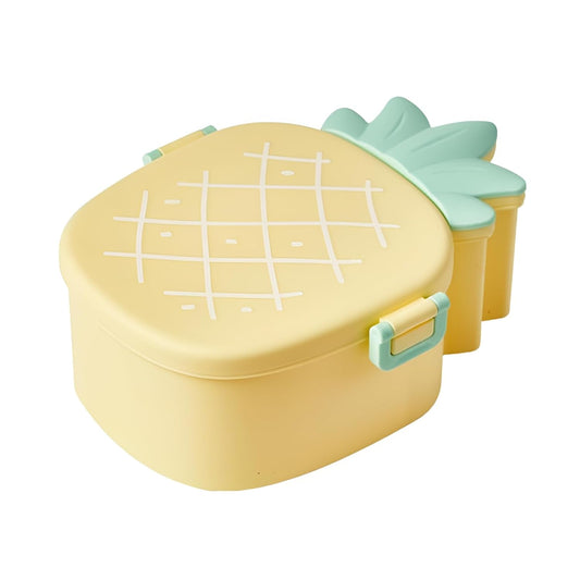 Fancy Pineapple Shaped Lunch Box with Cutlery - 1000ML Three-Compartment Box