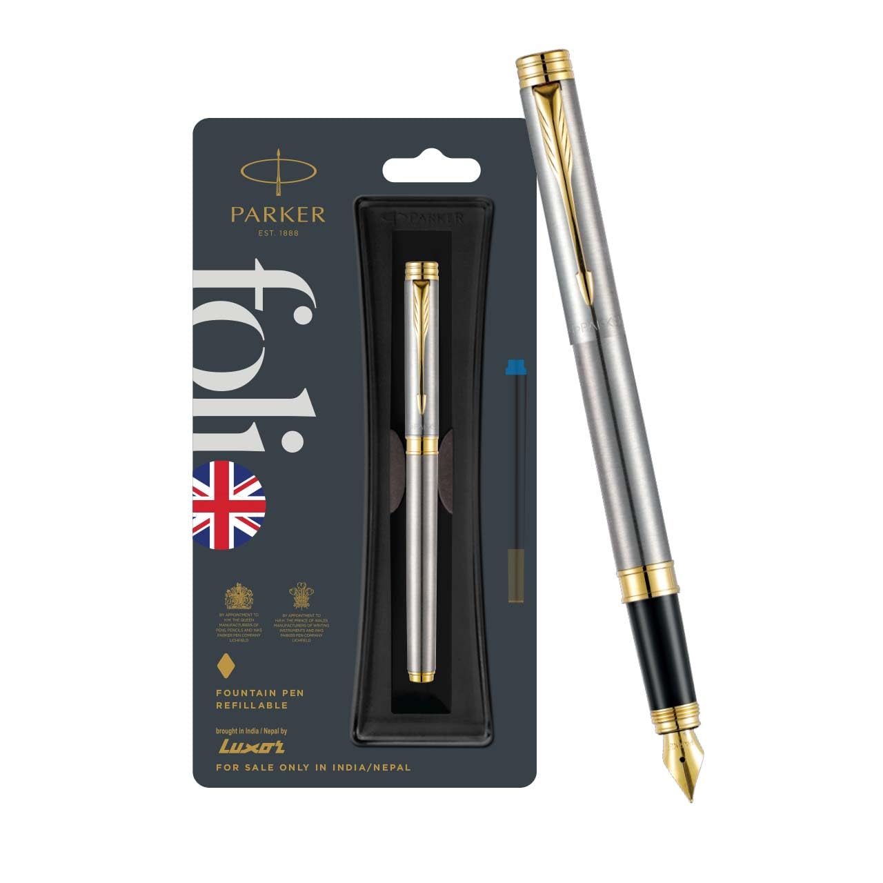 Parker Folio SS Gold Trim Fountain Pen