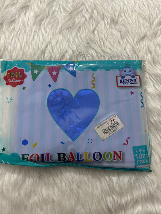 Foil Balloons Blue Heart (Pack of 10)