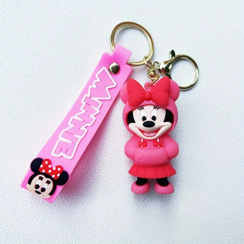 Disney Characters 3D Rubber Keychain with Wristband