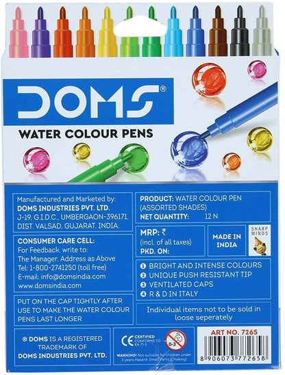 DOMS Aqua Water Colour Pens 12 Shades