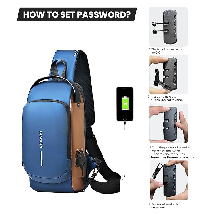 Crossbody Travel Bag with Charging Lock