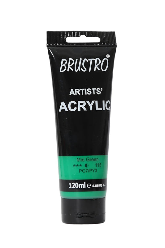 Brustro Artists Acrylic Tube Mid Green 120ml