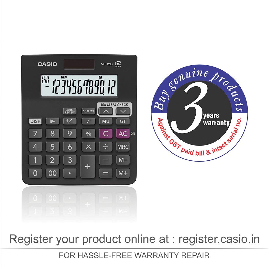 Casio Calculator MJ-12D-BK Check & Correct