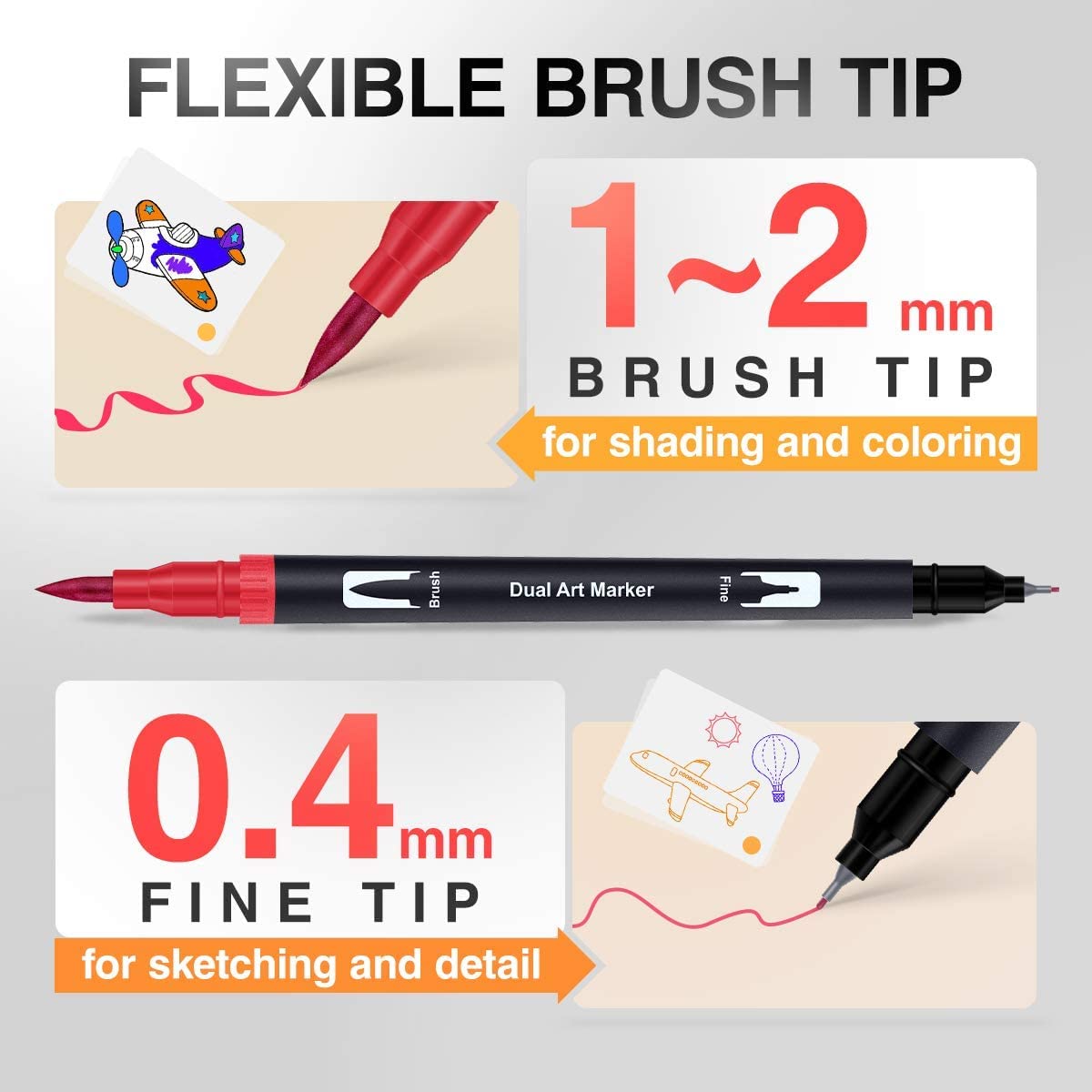 Colour Brush Pen Set - 24 Pcs