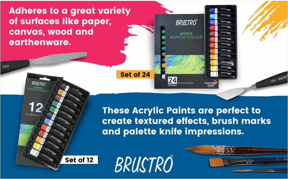 Brustro Artist Acrylic Colours 12 Shades Box (12 ml)