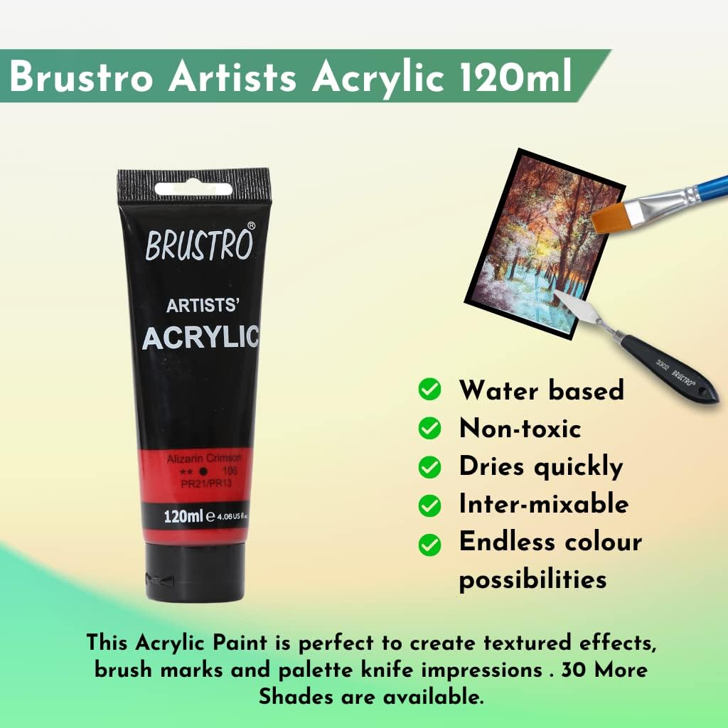 Brustro Artists Acrylic Tube Alizarin Crimson 120ml