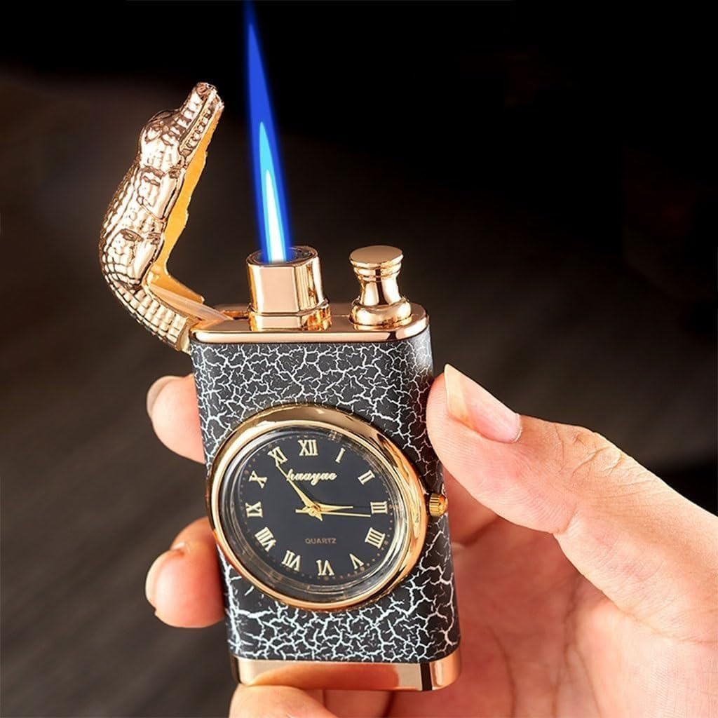 Double Flame Lighter with Quartz Watch