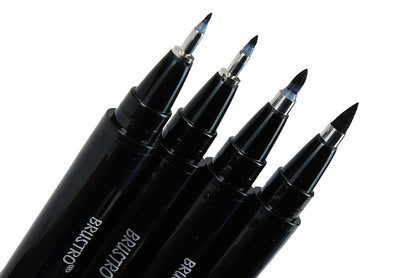 Fude Hard Tip Brush Pen Set of 4- Brustro